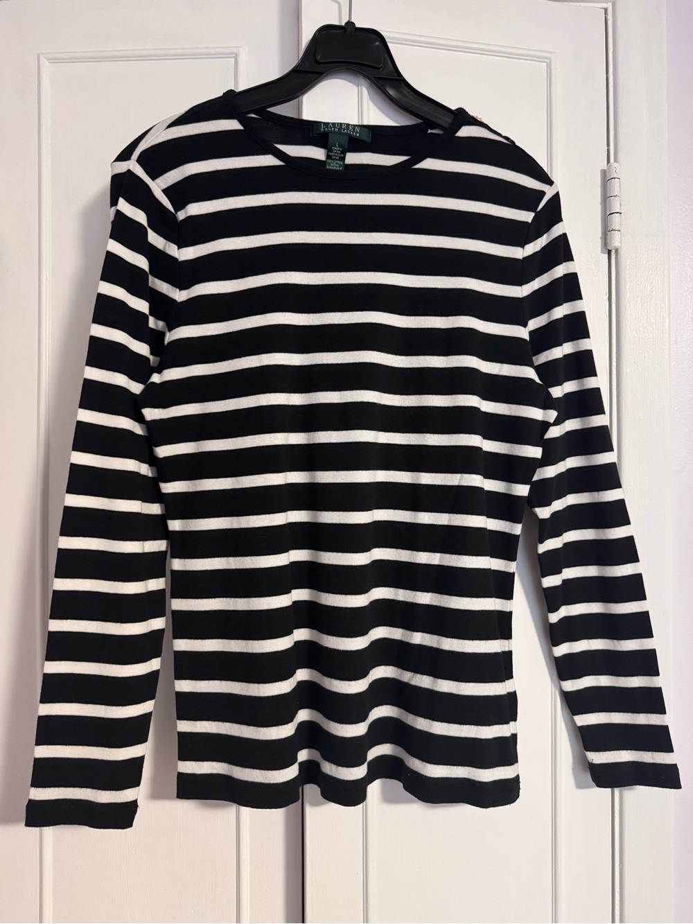 [NWOT] Lauren by Ralph Lauren - Women’s Black & White Striped Long-Sleeve Tee
